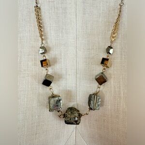 Gold-Tone Pyrite Statement Necklace - Unbranded